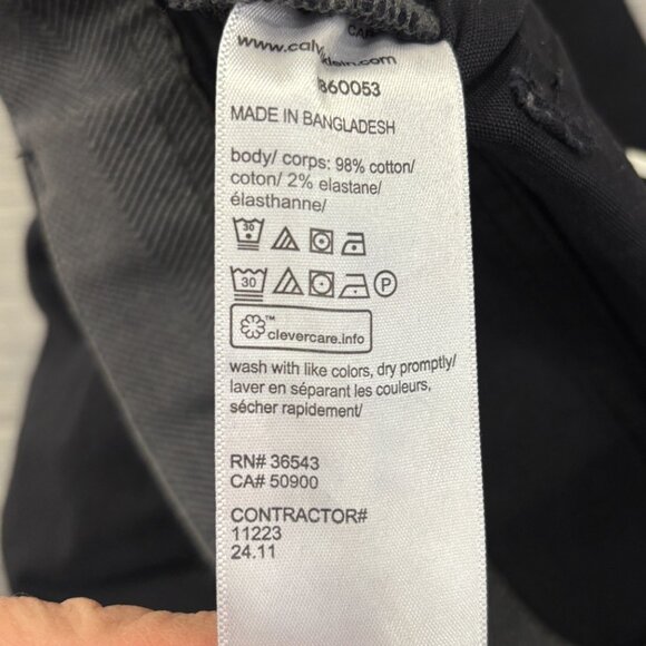 Calvin Klein Chino Pants Mens 36 x 30 Black Slim Fit Straight Leg Flex Waist - Picture 15 of 16
